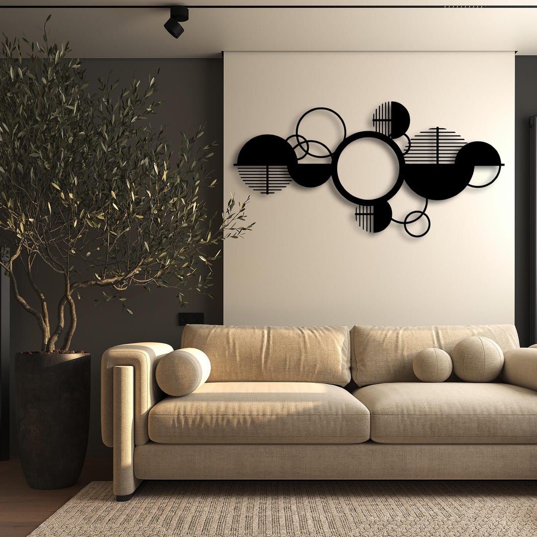 Geometric Metal Wall Art, Minimalist Line Decor, Modern Abstract ...