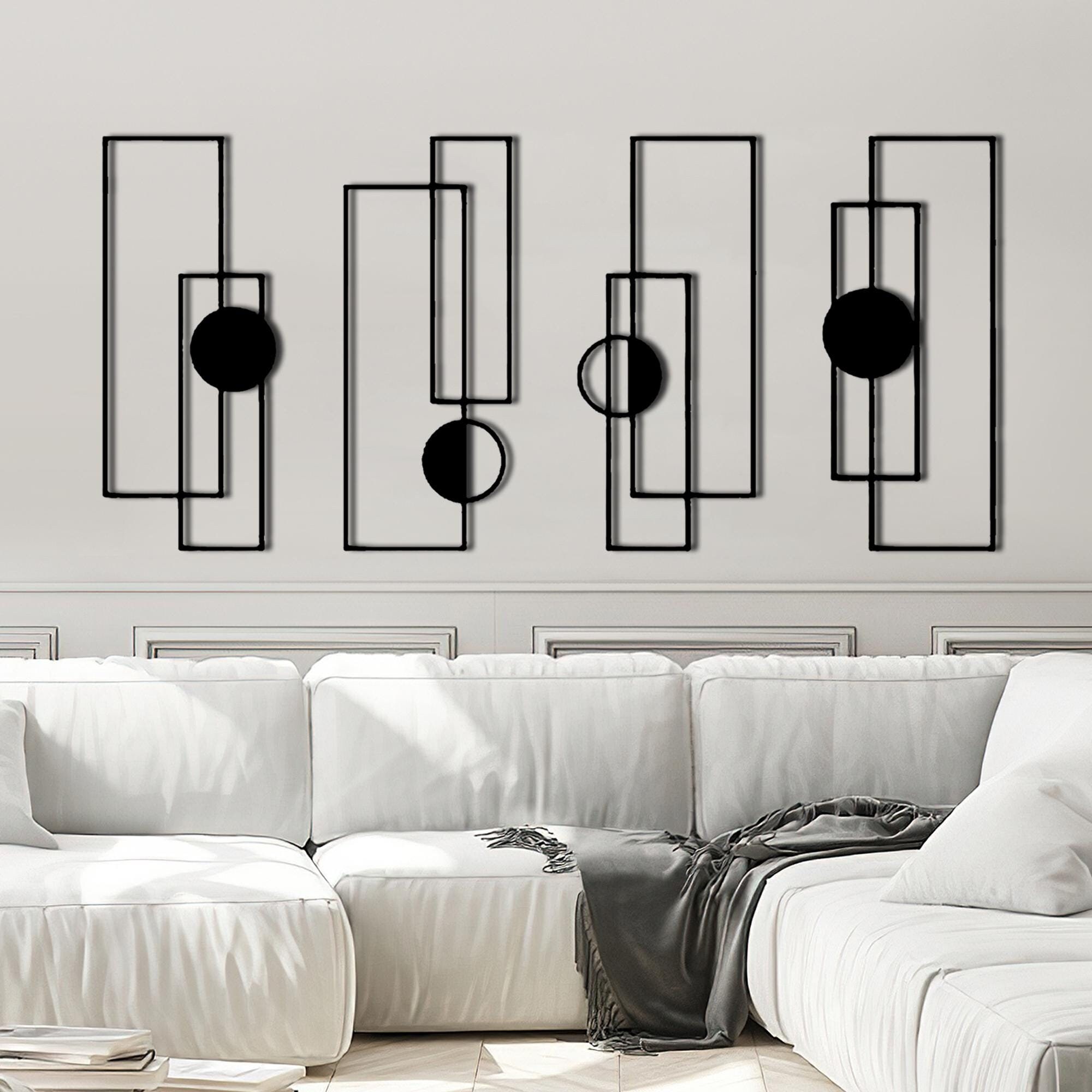 3-Piece Set Of Wall Art Metal Symmetrical Classical Pattern Art Black Wall Art Metal Wall Decoration Combination For Door Hanger, Living Room, Office, Indoor And Outdoor Decoration