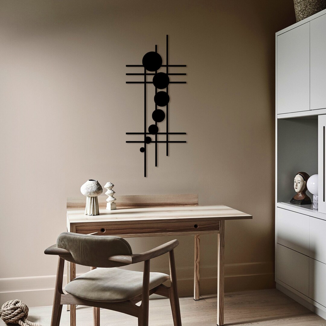 Vertical Metal Wall Art, Modern Home Decor, Metal Circles Wall Art