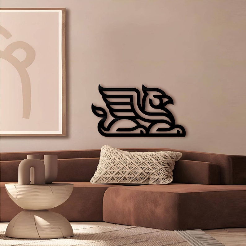 Geometric Griffin Metal Wall Art, Gryphon Wall Decor, Hippogriff Wall Art, Griffin Heraldry Art, Mythology Wall Decor, Mythical Creature