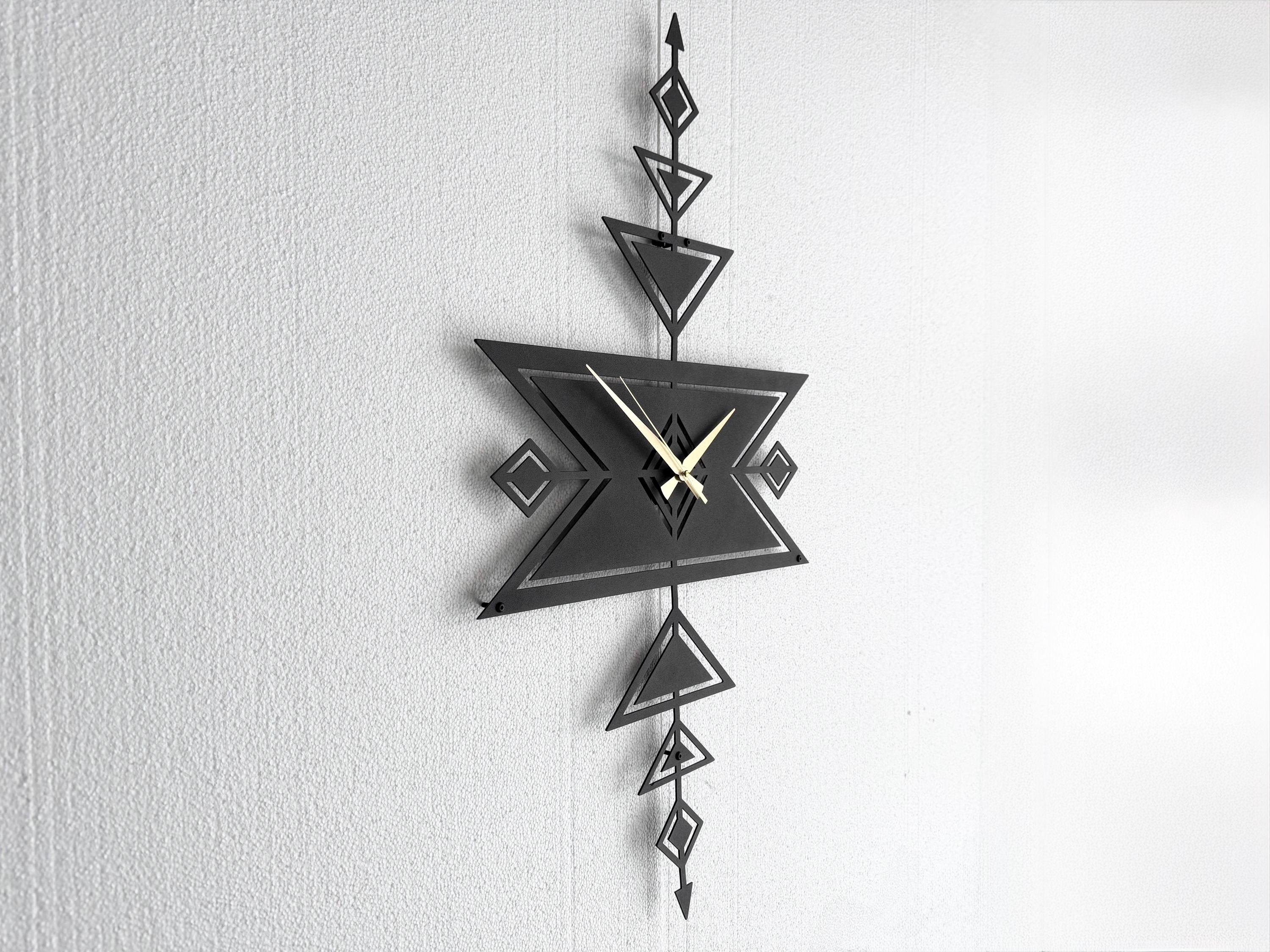 Aztec Metal Wall Clock: Boho Geometric Silent Clock - Etsy