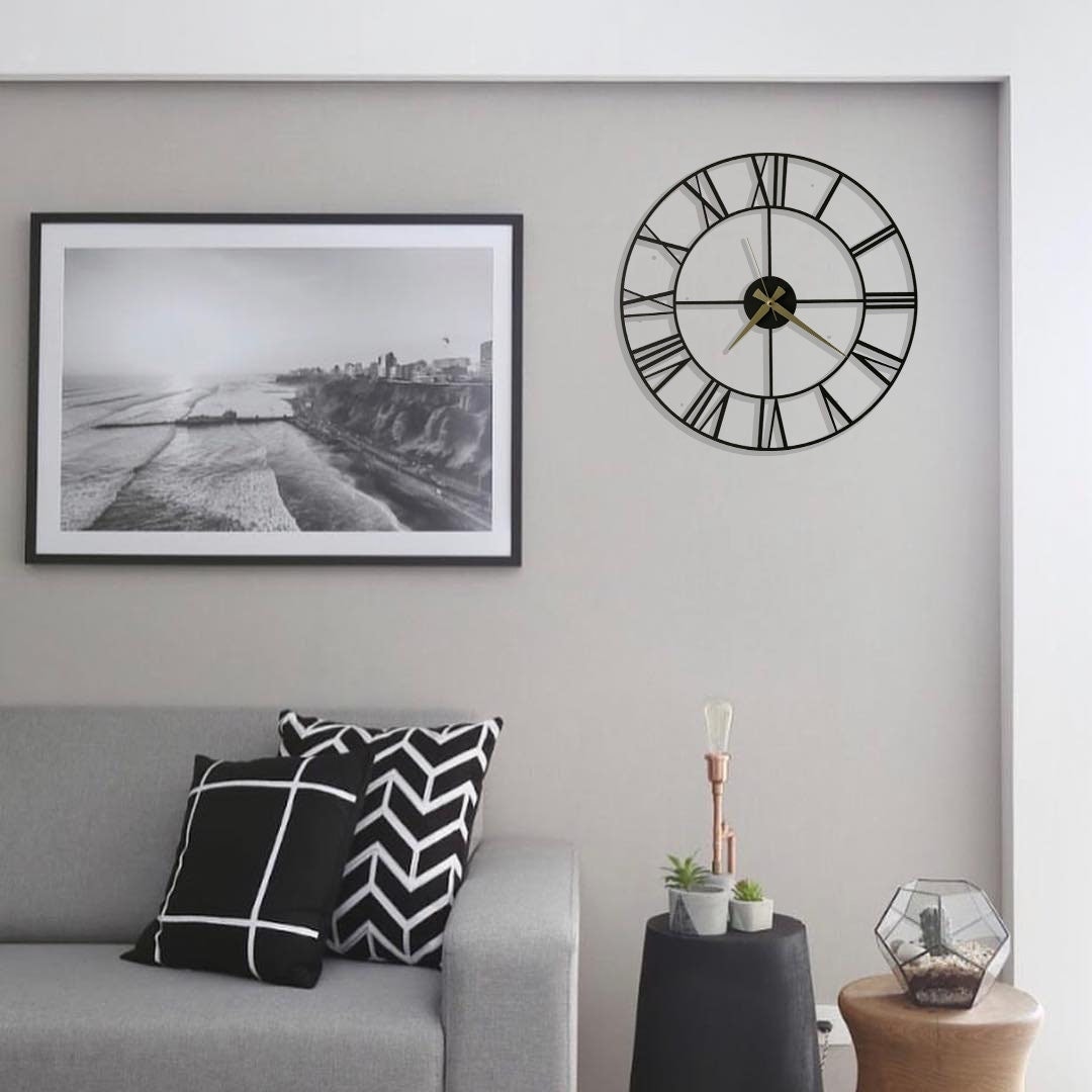 Classy Wall Clock Metal Wall Clock With Roman Numerals Etsy