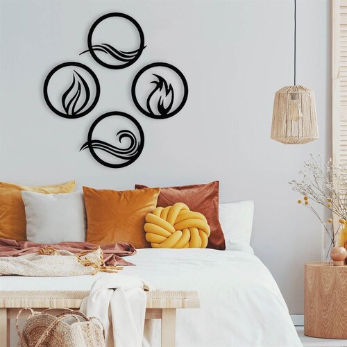 Metal Wall Art Four Elements Metal Wall Decor Home Living Etsy