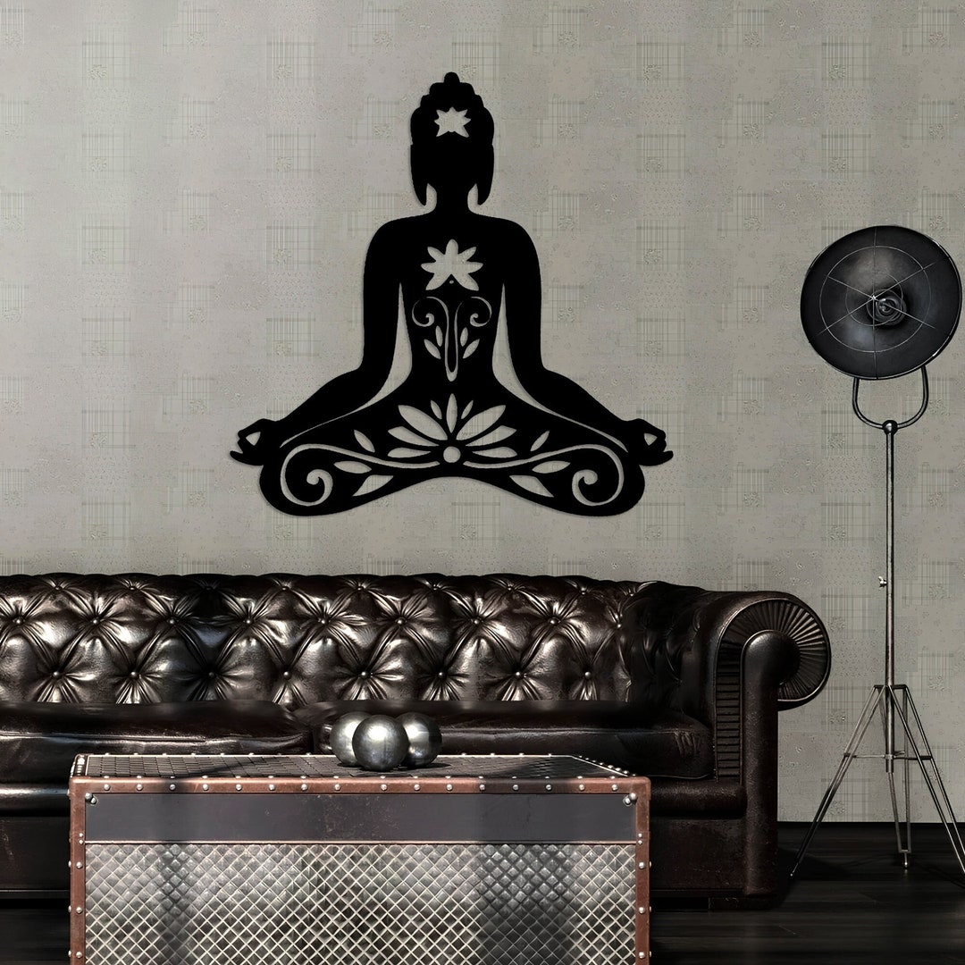 Meditating Buddha Metal Wall Art Buddha Lotus Buddha Wall Etsy