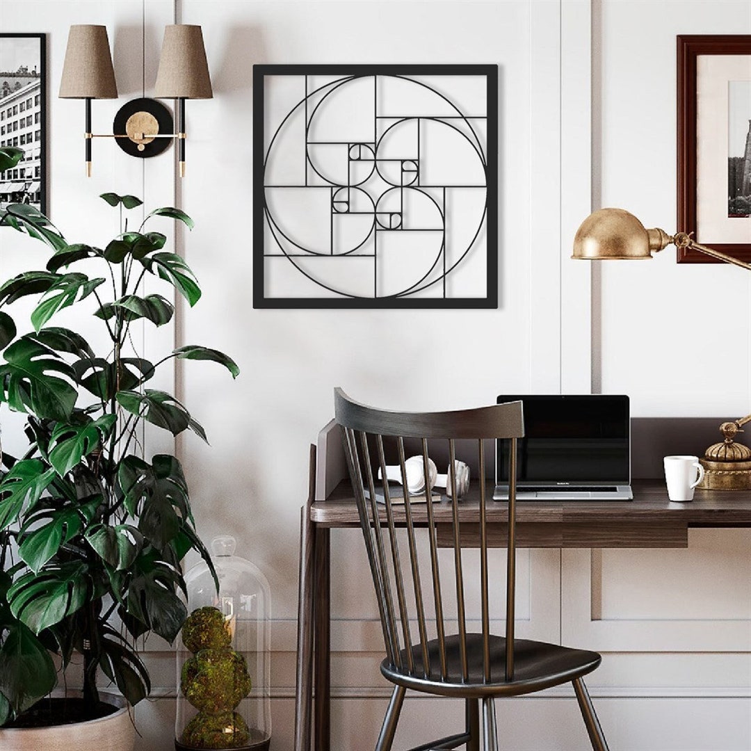 Golden Ratio Metal Wall Art, Fibonacci Wall Decor, Modern Home Decor, Golden Ratio Art