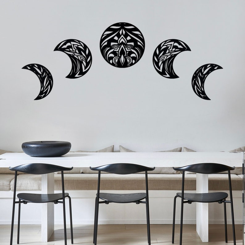 Moon Phase Metal Wall Art: Lunar Cycle Decor, Set of 5 - Etsy