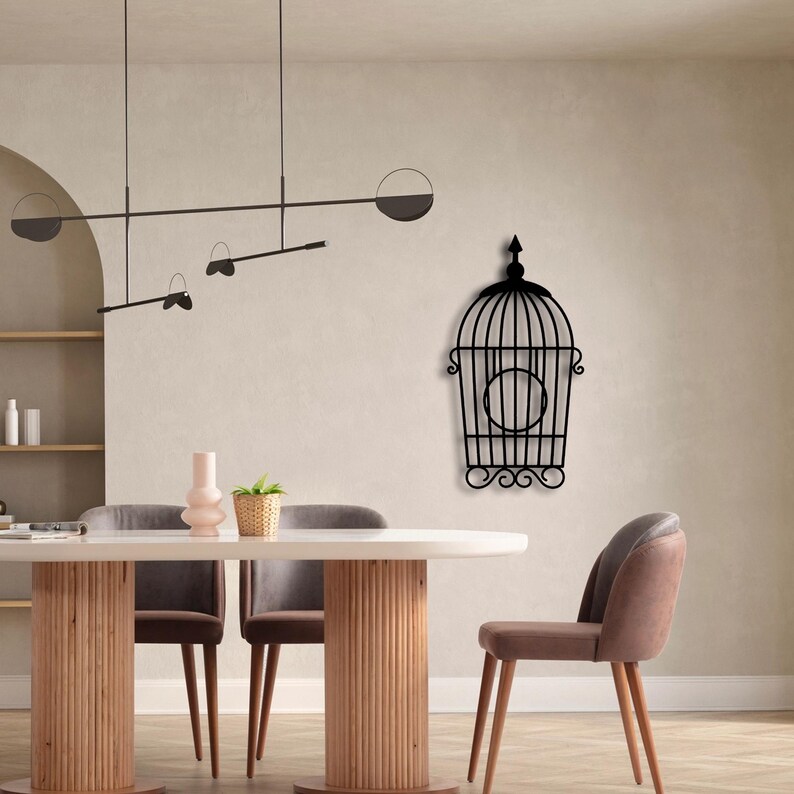 Black Metal Birdcage Wall Art: Minimalist Home Decor - Etsy