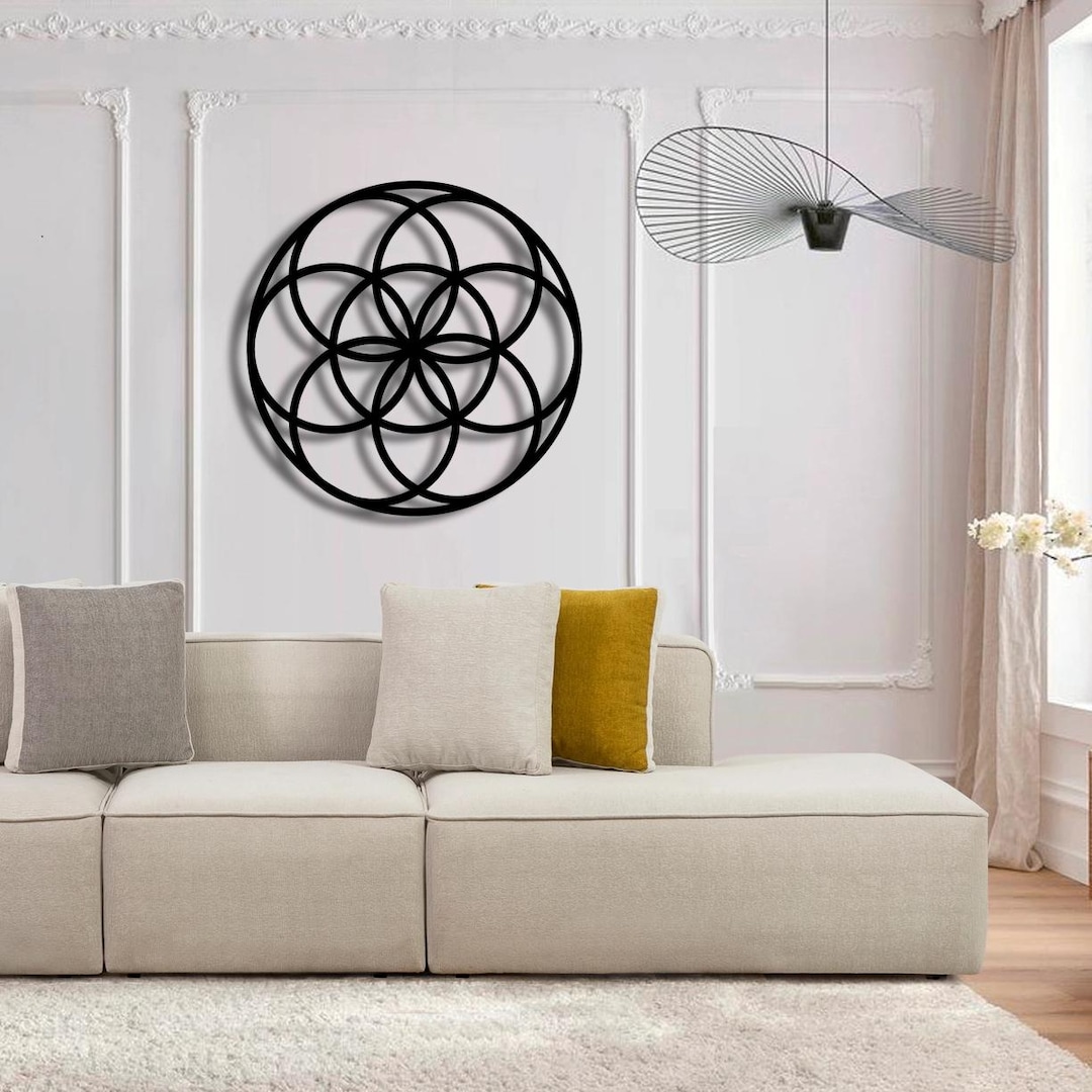 Photo inspiration: Geometric Wall Art For Urban Loft Reference: Seed Of Life Metal Wall Art Sacred Geometry Modern Home