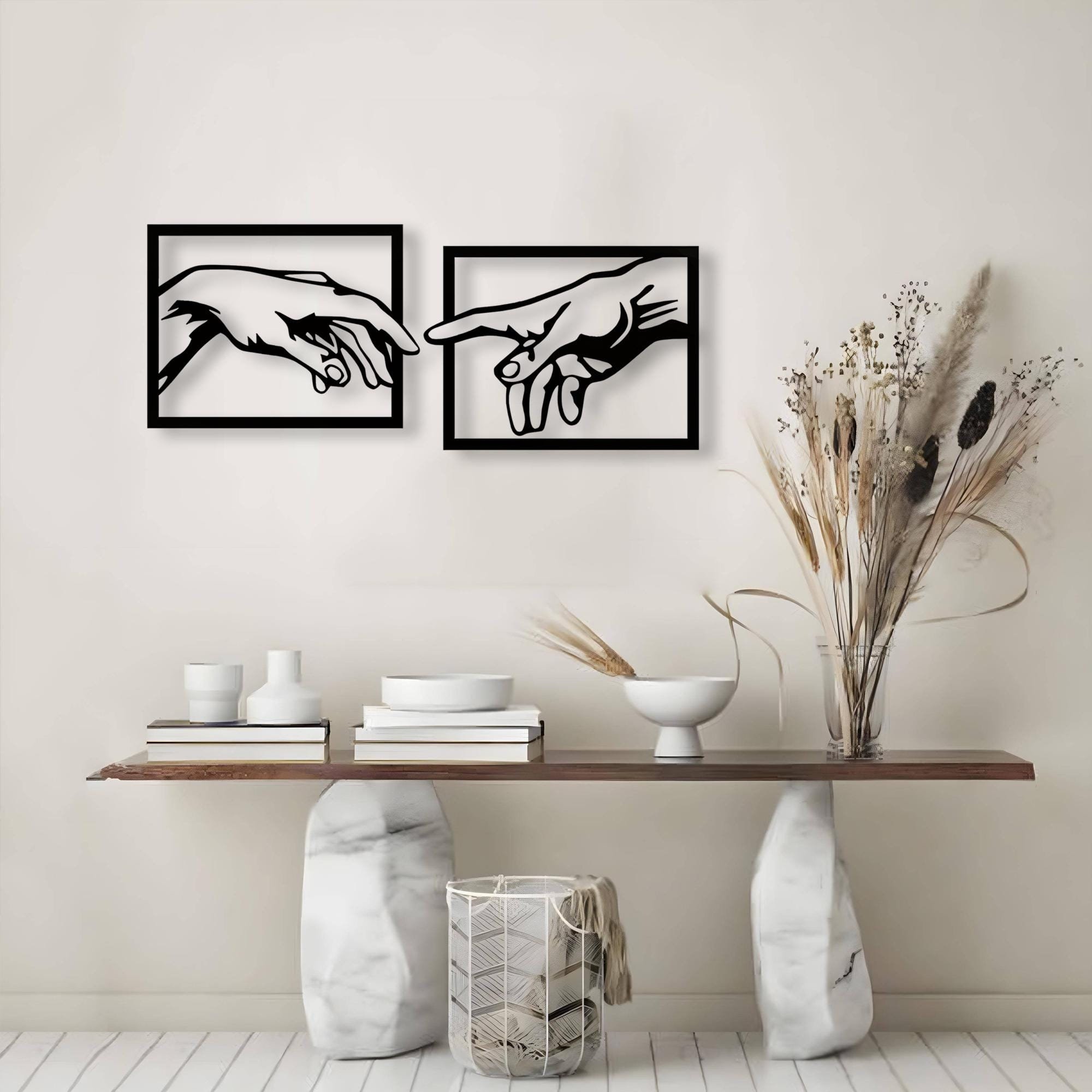 Michelangelo's Creation of Adam Metal Wall Art - Set of 2