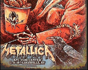 Poster de concert KFC du Colonel Sanders de Metallica sur plaque de métal Louisville, KY