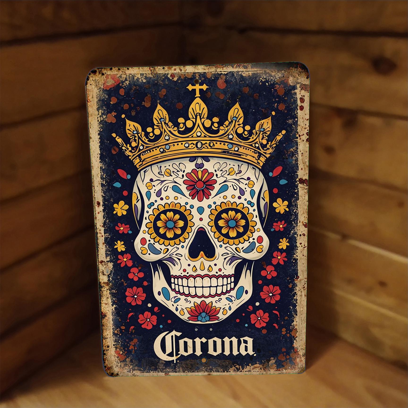 Metal Beer Sign Corona Candy Skull Distressed Vintage Look - Etsy