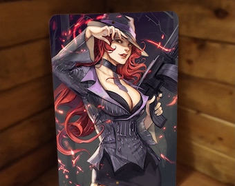 Gangster Girl Red with Tommy Gun Metal Poster Sign