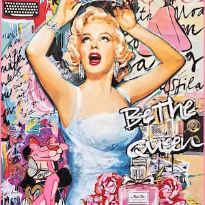 Marilyn Monroe and Pink Panter Pop Art Metal Poster Sign