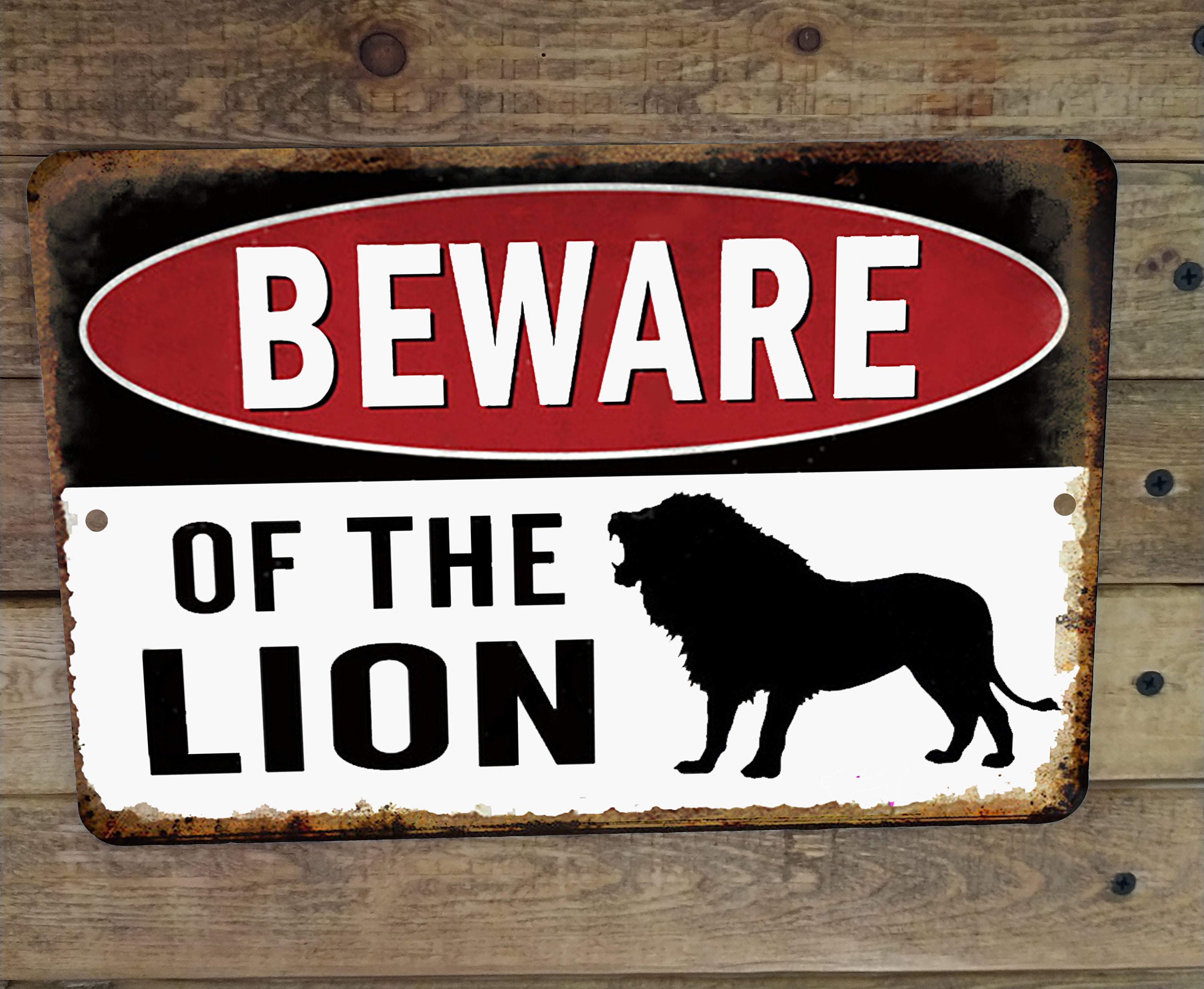 Metal Sign Beware of the Lion Indoor Outdoor Zoo Novelty Poster - Etsy