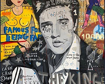 Support mural pour affiche en métal Pop Art Young Elvis