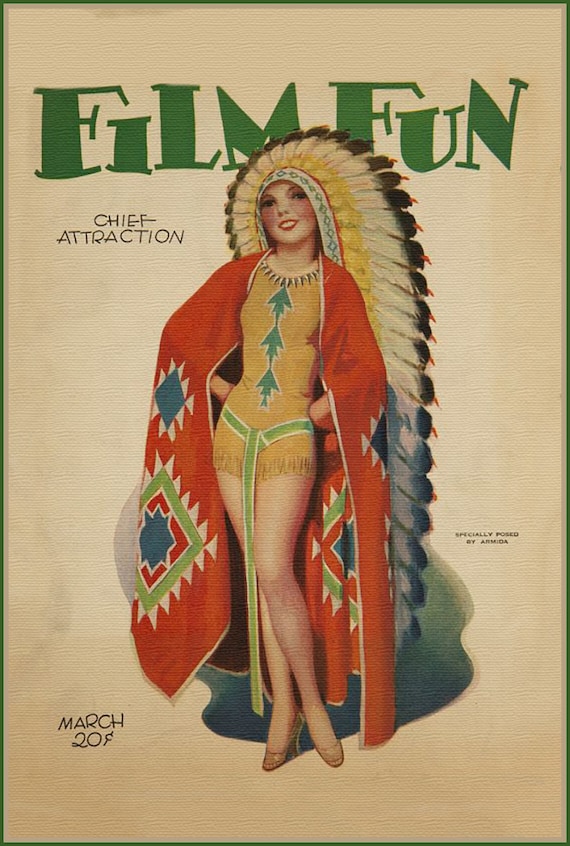 1930 Film Fun Sign Pinup Girl in Native American Chief Indian Dress - Etsy