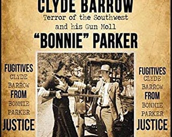 Bonnie Parker & Clyde Barrow Novelty Metal Wanted Poster