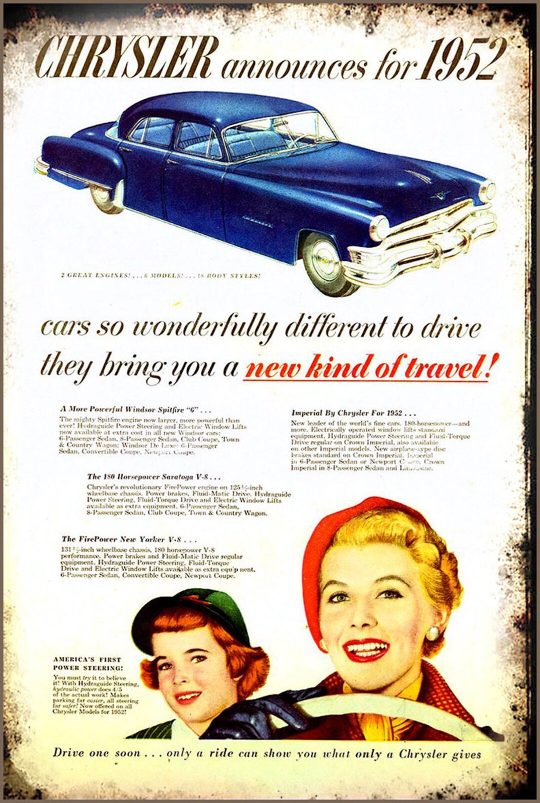 Vintage 1952 Chrysler Ad, Auto Garage Decor, Metal Plate Sign NEW - Etsy