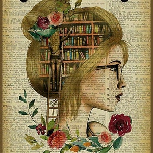 Bibliophile Metal Poster Just A Girl Who Loves Books Wall Art Sign with or without hanging holes