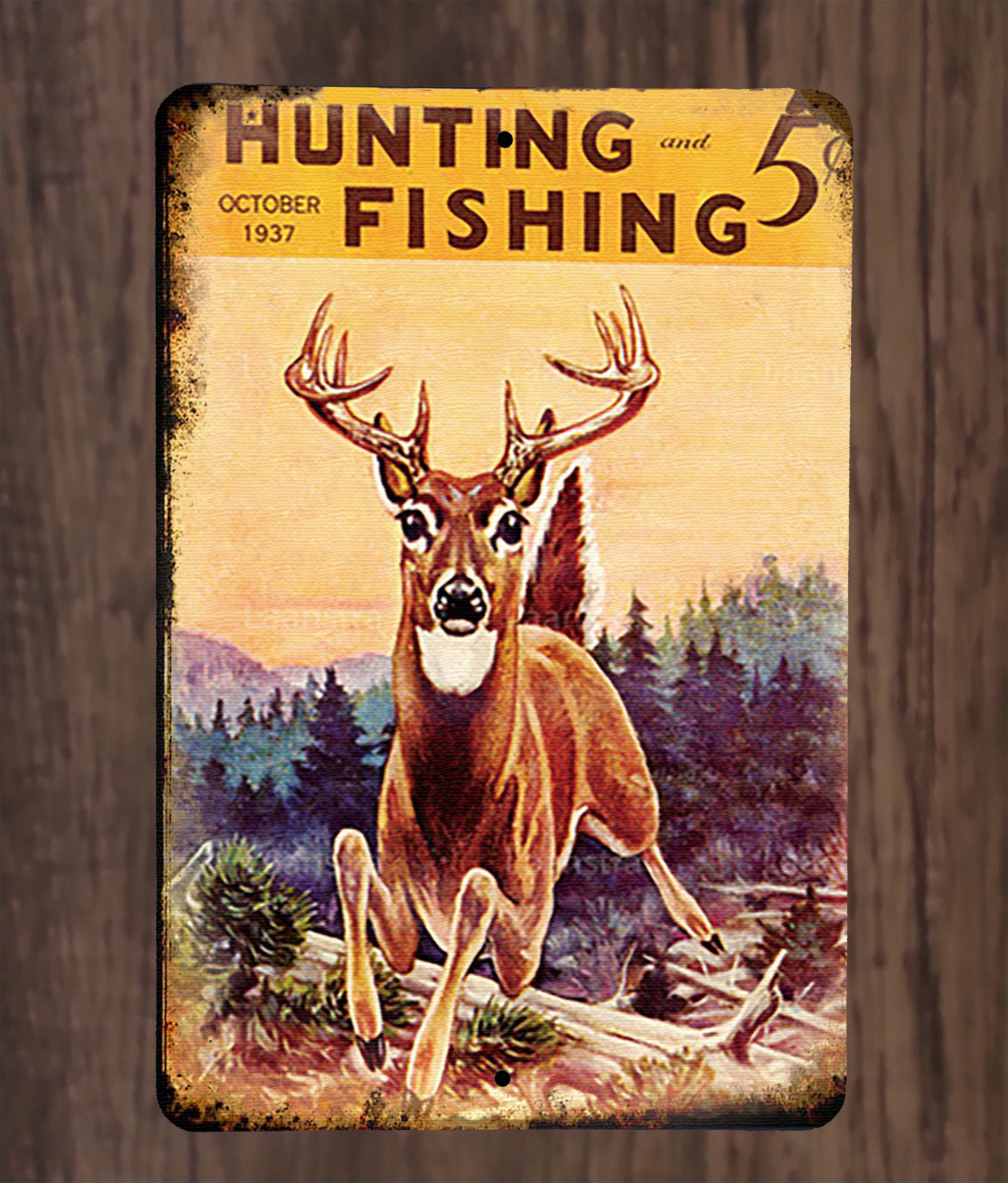 1937 Hunting and Fishing Cover Metal Poster With Deer Etsy