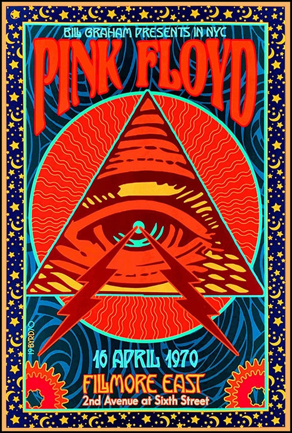 Vintage Pink Floyd Metal Concert Poster April 1970 Flimore NYC