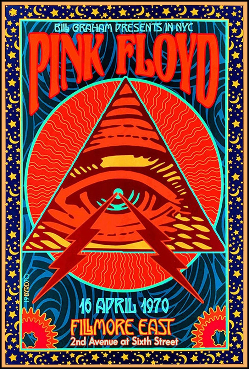 Vintage Pink Floyd Metal Concert Poster April 1970 Flimore