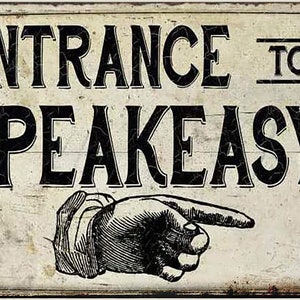 Metal Novelty Entrance to Speakeasy Finger Point Bar Pub Sign