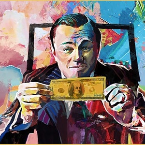 Custom Art Wolf of Wall Street Oil Texture Metal Poster