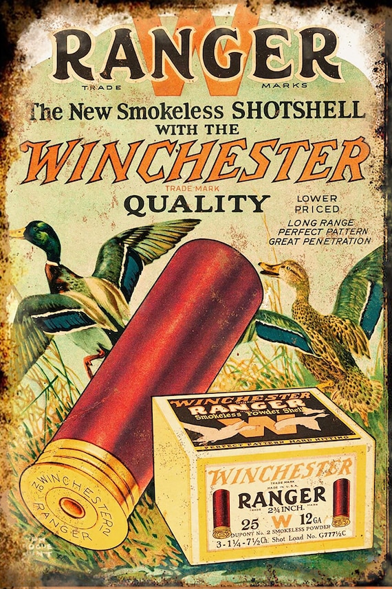 Appâts de pêche style vintage Winchester vendus acier lourd métal signe