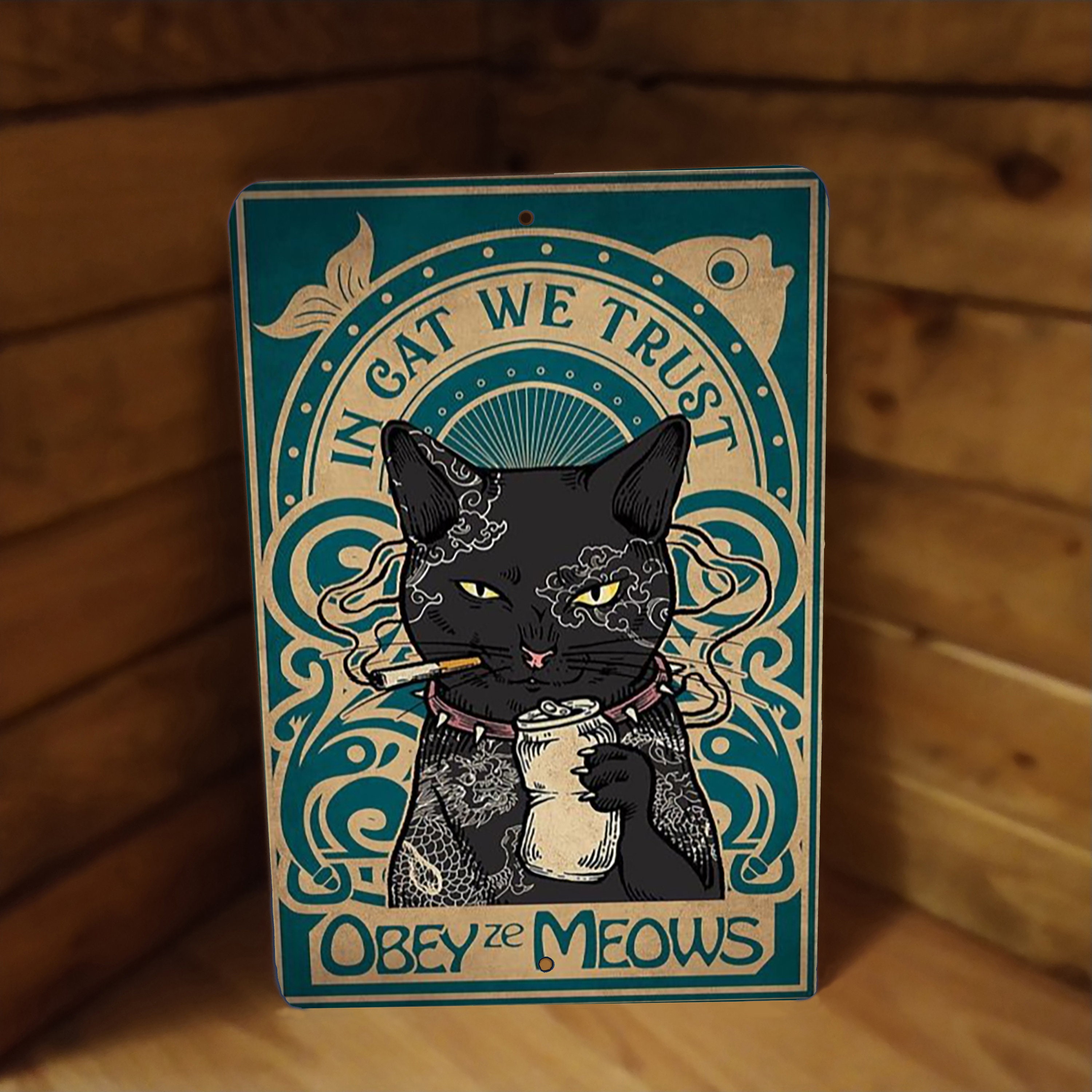 Funny Bad Boy Black Cat In Cat We Trust Metal Novelty Poster -  Portugal