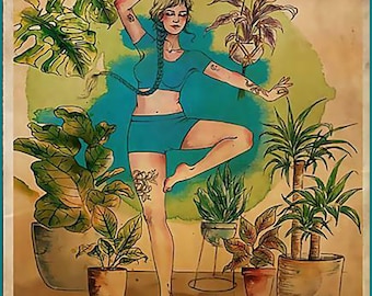 Yoga and Plants Just a Girl Who Loves...  Metal Wall Poster