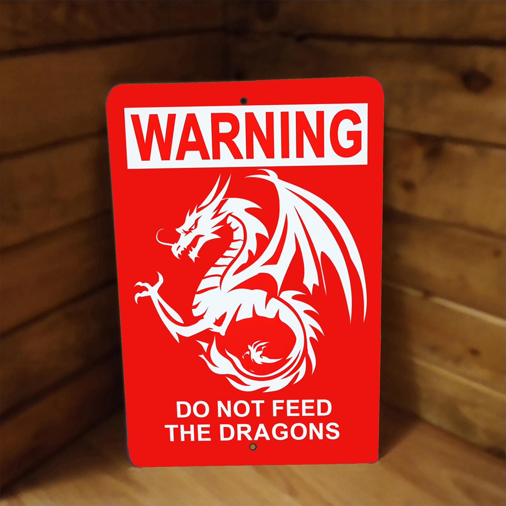 Targa In Metallo Vintage 'Dragon Not Worm' 20x30 Cm - Poster Umoristico Per Decorazione Pareti, Bar, Casa