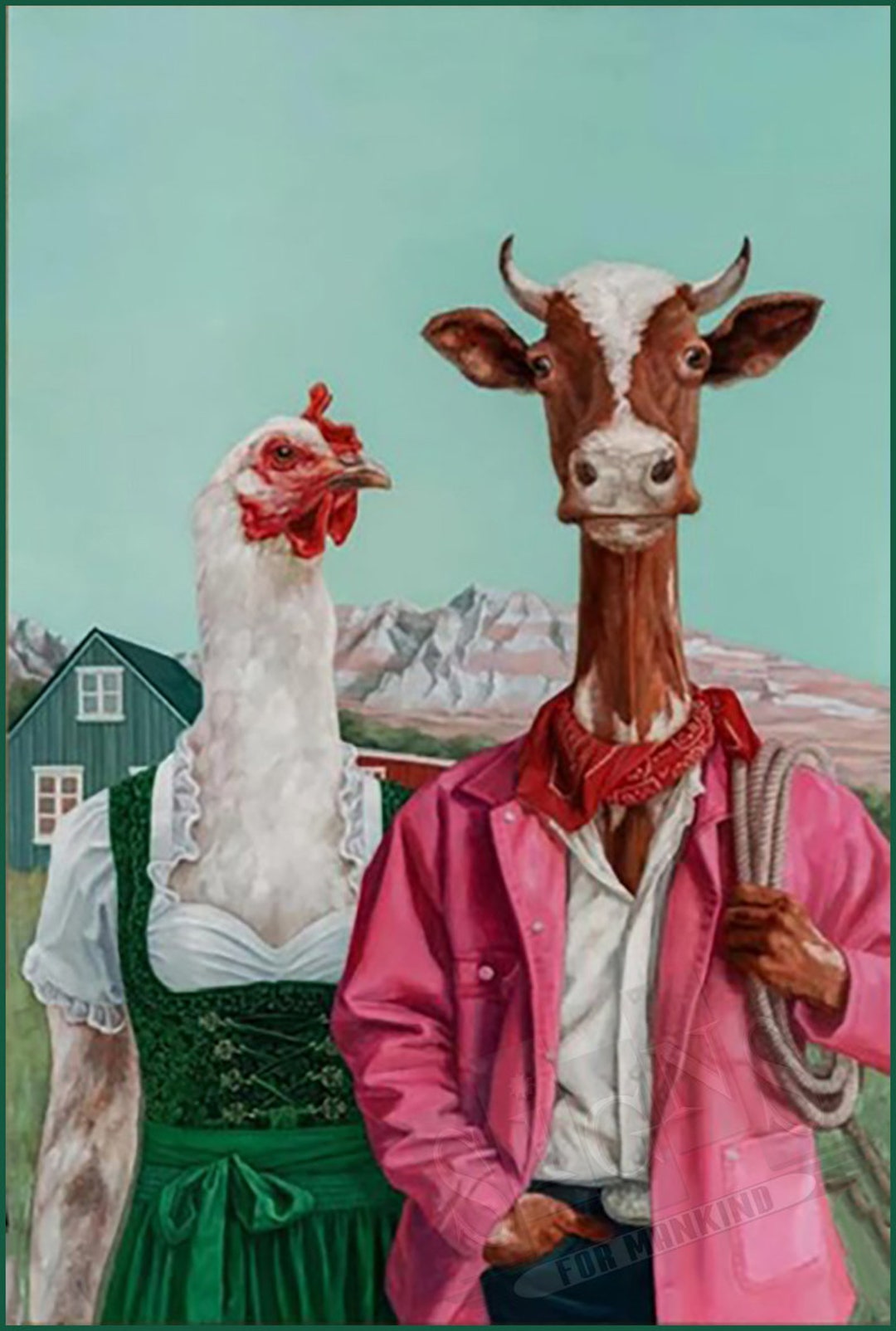 Chicken and Cow American Gothic Funny Farm Sign Wall Decor - Etsy
