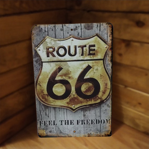 Route 66 Metal Sign Feel the Freedom Weathered Look - Etsy