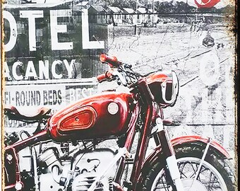 Metal Poster Sign I Love Route 66 Motorcycle Motel