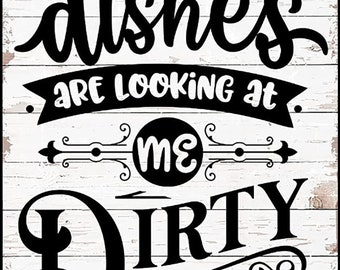 Funny Kitchen Sign: Dirty Dishes Humor, Rustic Metal Wall Art