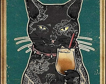 Poster en métal Black Cat -itude, surmontez-le, aspirez-le 12 x 20 cm