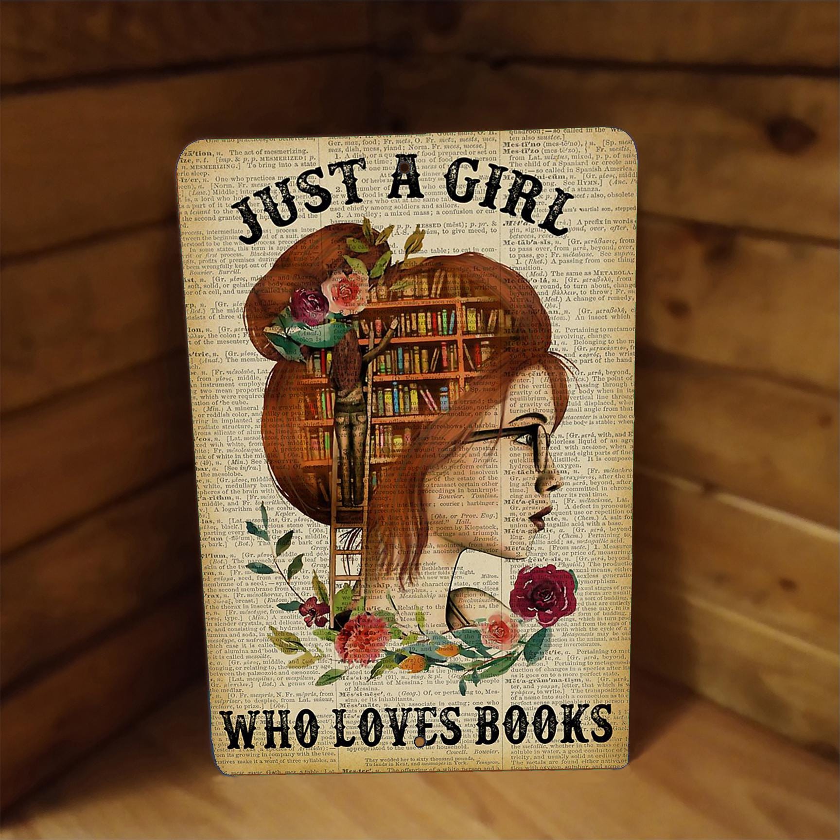 Bibliophile: Just A Girl Who Loves Books Metal Poster Wall Art