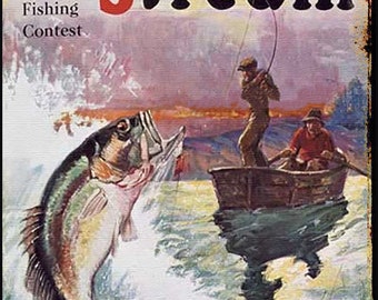 Wall Hanger 1930 Bass Fishing Art Field and Stream Magazine Cover