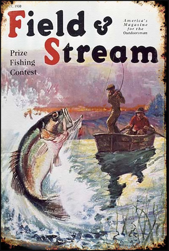 Wall Hanger 1930 Bass Fishing Art Field and Stream Magazine Cover NEW -   Norway