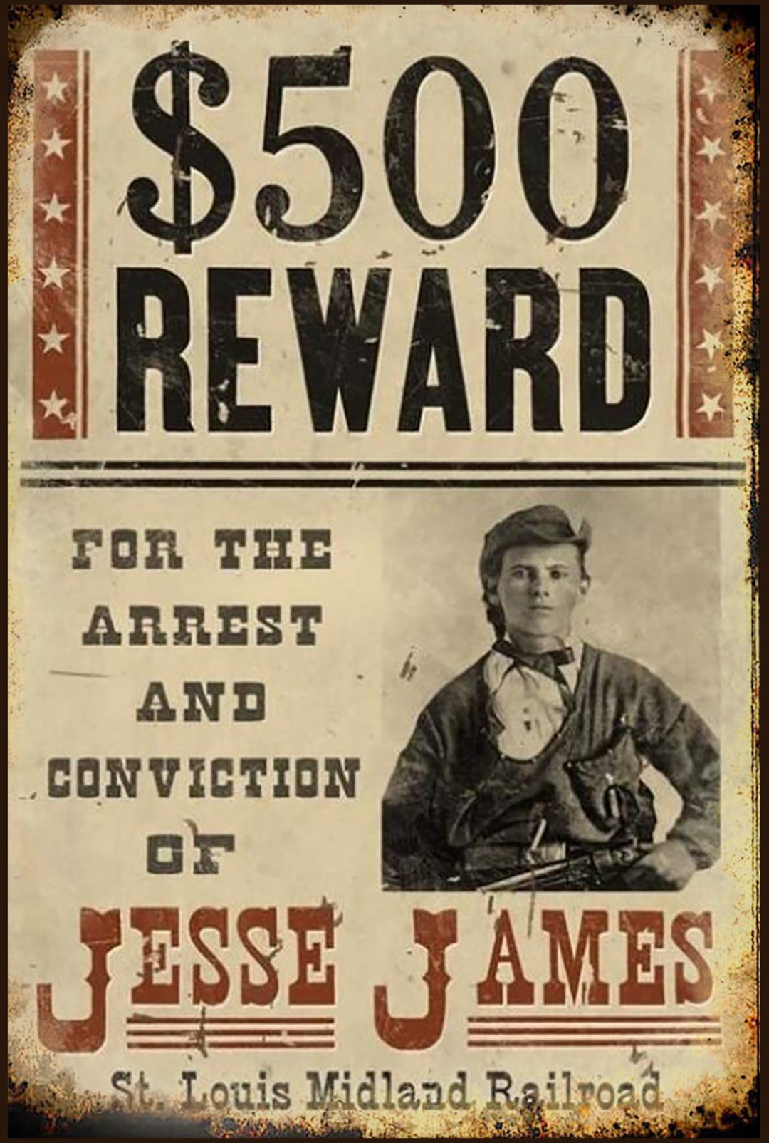 Jesse James Wanted Poster on Metal Plate Vintage Western Look - Etsy