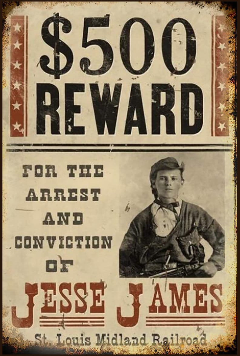 Jesse James Wanted Poster on Metal Plate Vintage Western Look - Etsy
