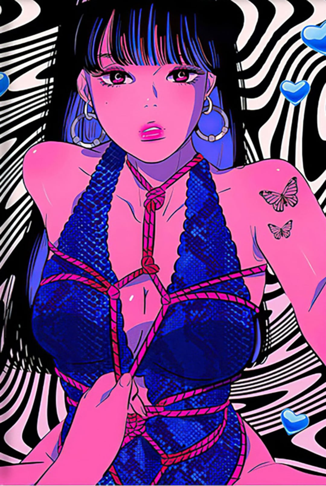 erotic-anime-comic-art-butterflies-and-ties-metal-sign-etsy