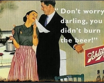 Plaque publicitaire en métal vintage Schlitz Beer, décoration de bar des années 1960 (30 x 20 cm) NEUF
