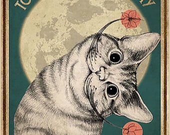 Plaque en aluminium Happy Cat, décoration murale inspirante (12 x 8)