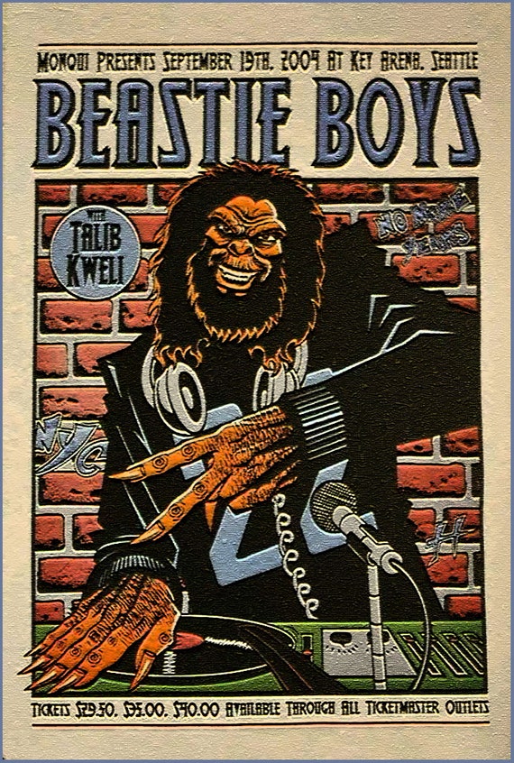 Beastie Boys 2004 Seattle Concert Poster on Metal Sign Plate 12