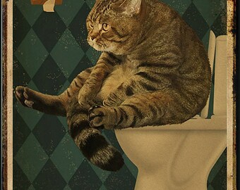 Póster de baño metálico sin papel higiénico
