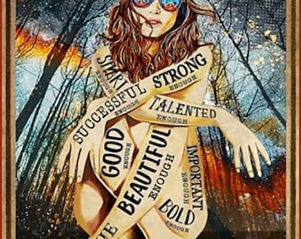 Póster de pared de metal con la frase "Mantente salvaje, gitana, hippie y chica"
