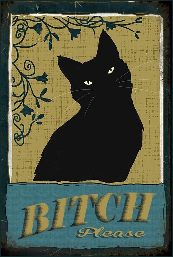 Metal Sign Black Cat Bitch Please 12