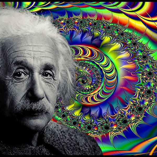 Metal Blacklight Poster Psychedelic Albert Einstein 12" x 8"